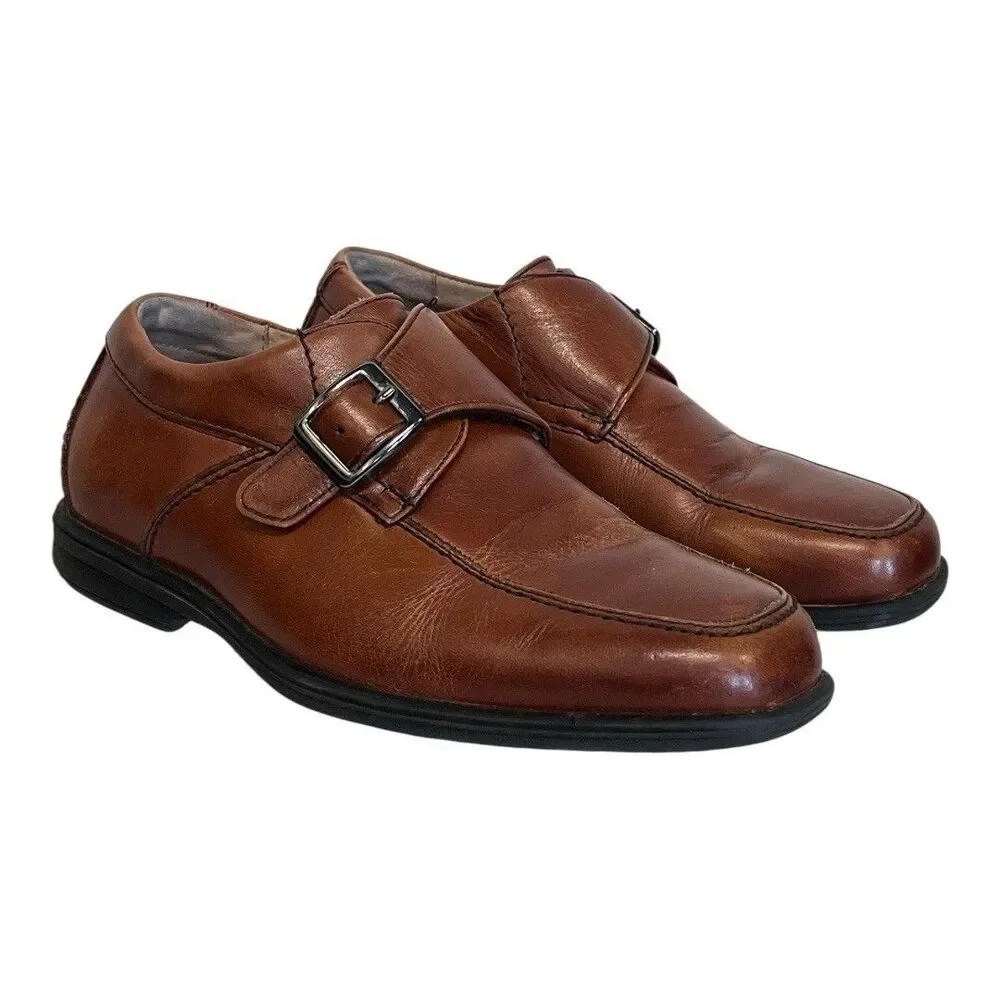Florsheim Boys' Reveal Monk Jr‎ Strap Cognac Leather Dress Shoes 16541-221 12M